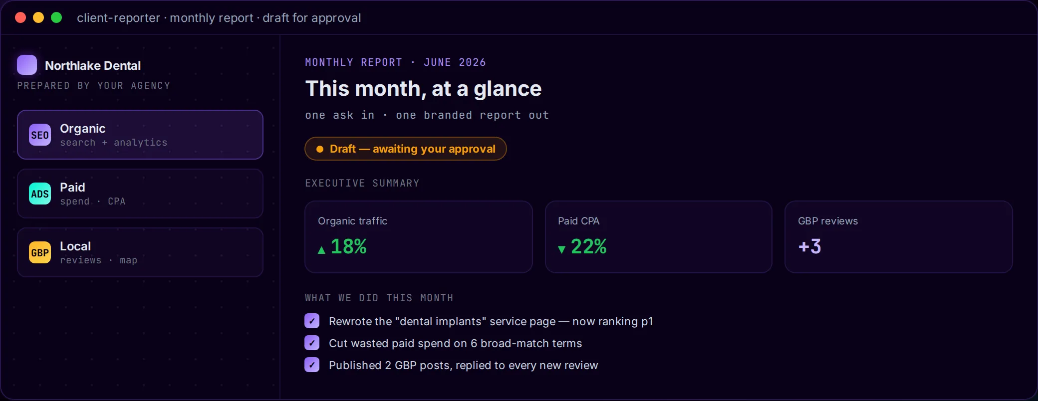 How Orchestror Builds a Monthly Client Report — Automated Client Reporting Without the Copy-Paste Week